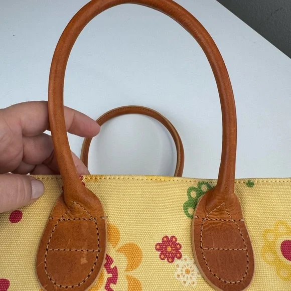 J.Jill Floral Canvas Bucket Tote Bag with Tan Handles - Picture 8 of 16